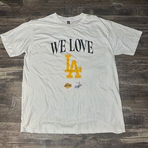 Los Angeles Lakers Dodgers T-shirt - We Love LA Graphic Tee - XL -GUC